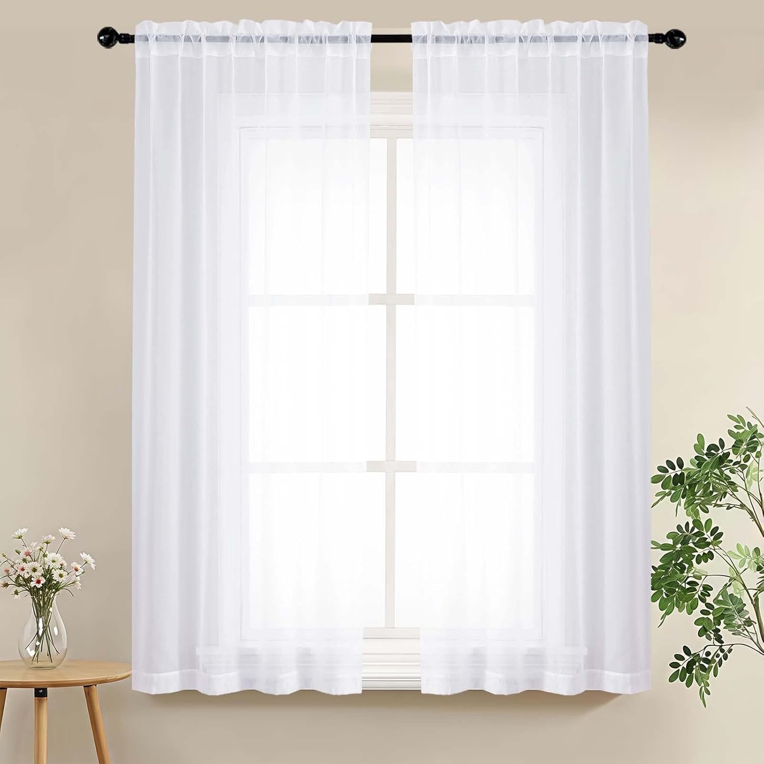 Curtain Sheer Voile - White Sheer Curtains 63 Inch Length