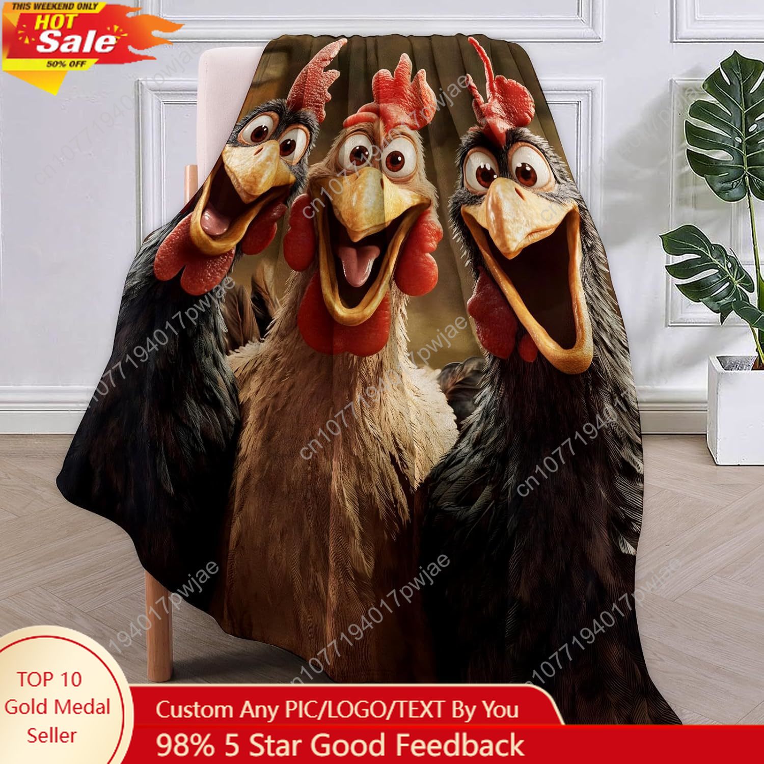 Textiles For Home - Chickens Blanket Gifts for Women, Cartoon