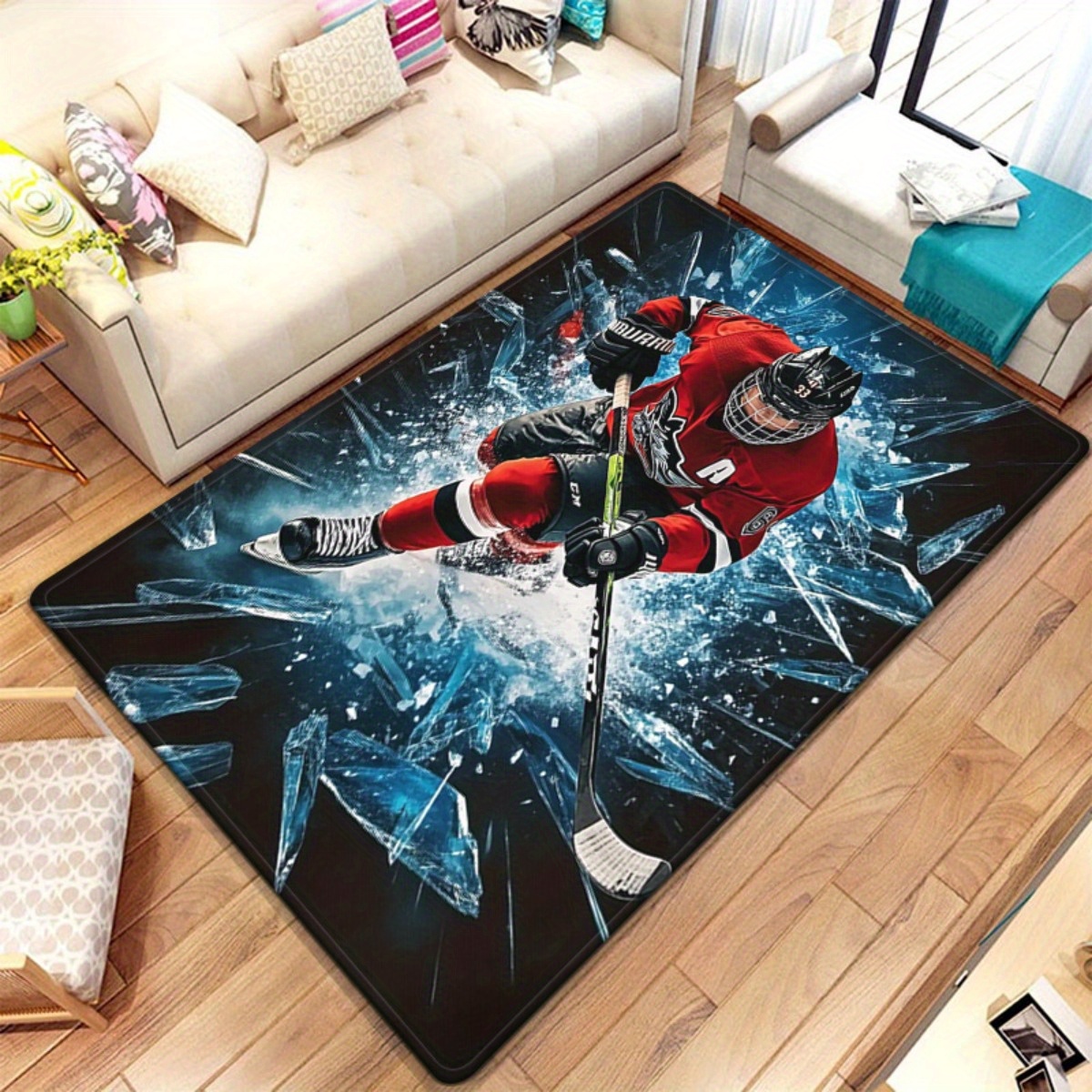 Home Textiles Rug - Ice Hockey Player Theme Area Rug,