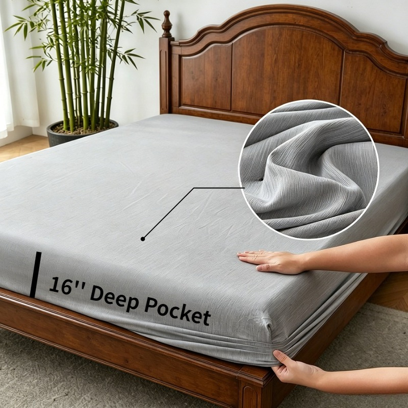 Bed Sheet Microfiber - 1PCs Cooling Fitted Sheet US Standard