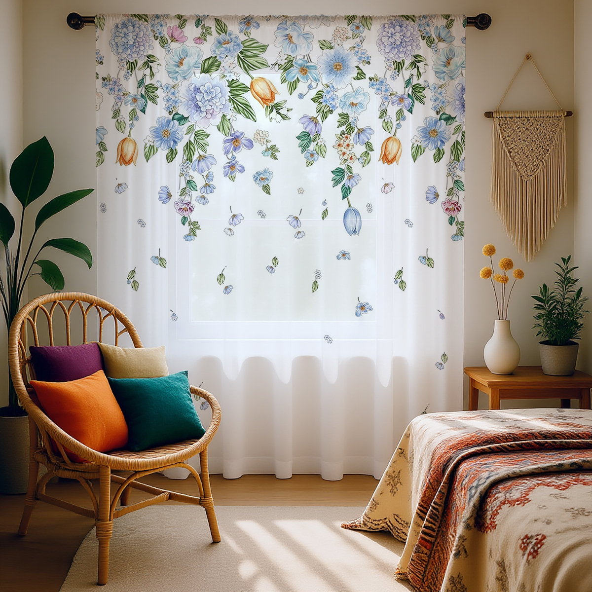 Curtain Sheer Voile - Floral Sheer Curtain, Good Quality Asazal