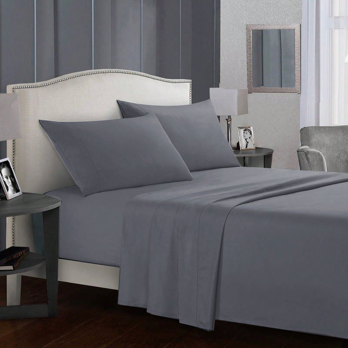 Bed Sheet Microfiber - 3/4pcs Solid Beding Set, Waterproof Fitted