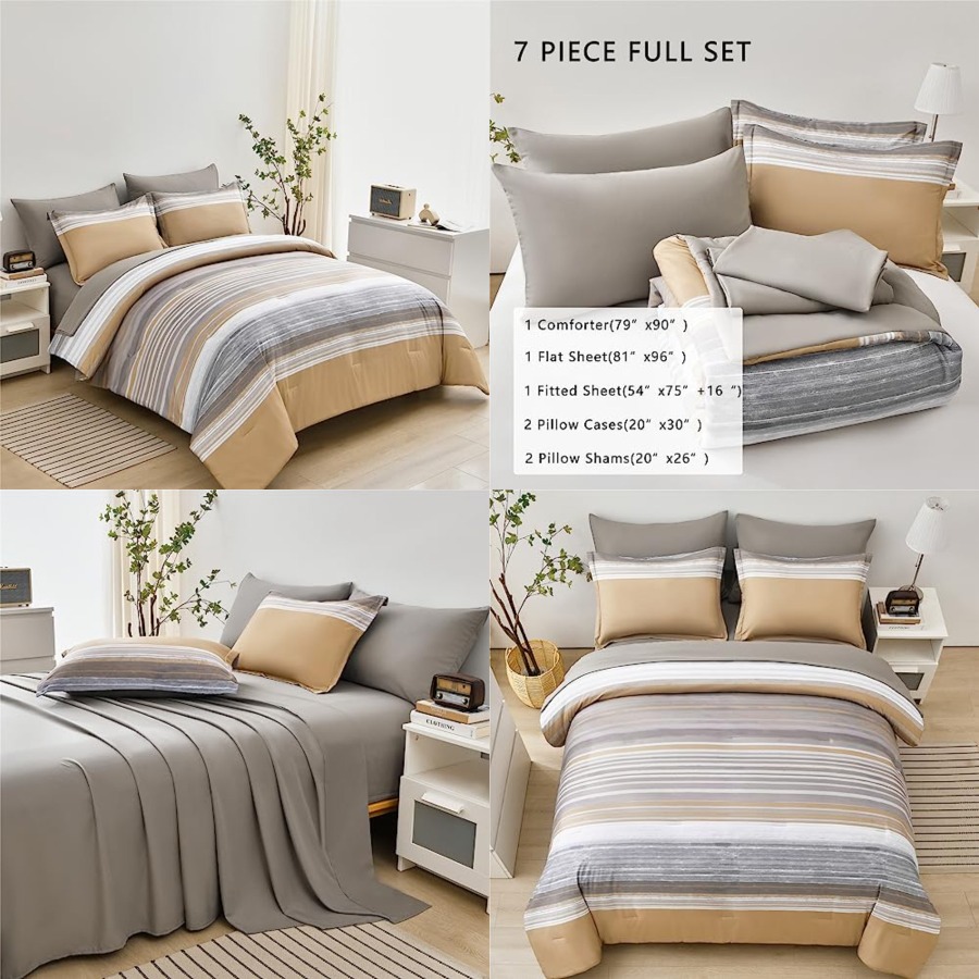 7 Pcs Bed in a Bag Stripe Comf - Bed Sheet Microfiber avis et prix