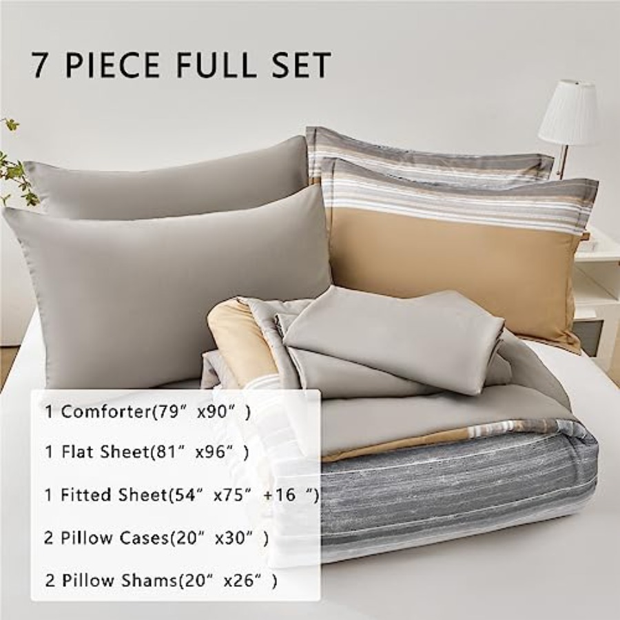 7 Pcs Bed in a Bag Stripe Comf - Bed Sheet Microfiber avis et prix