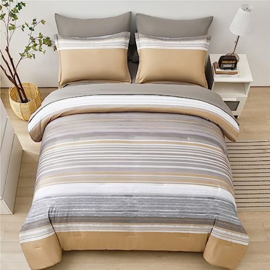 7 Pcs Bed in a Bag Stripe Comf - Bed Sheet Microfiber avis et prix