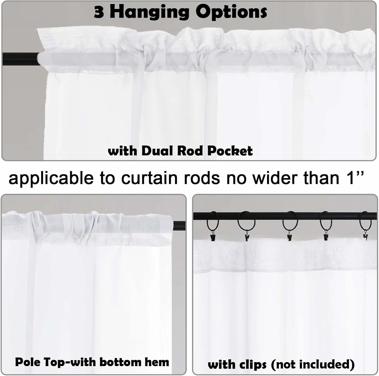 White Sheer Curtains 63 Inch L - Curtain Sheer Voile avis et prix