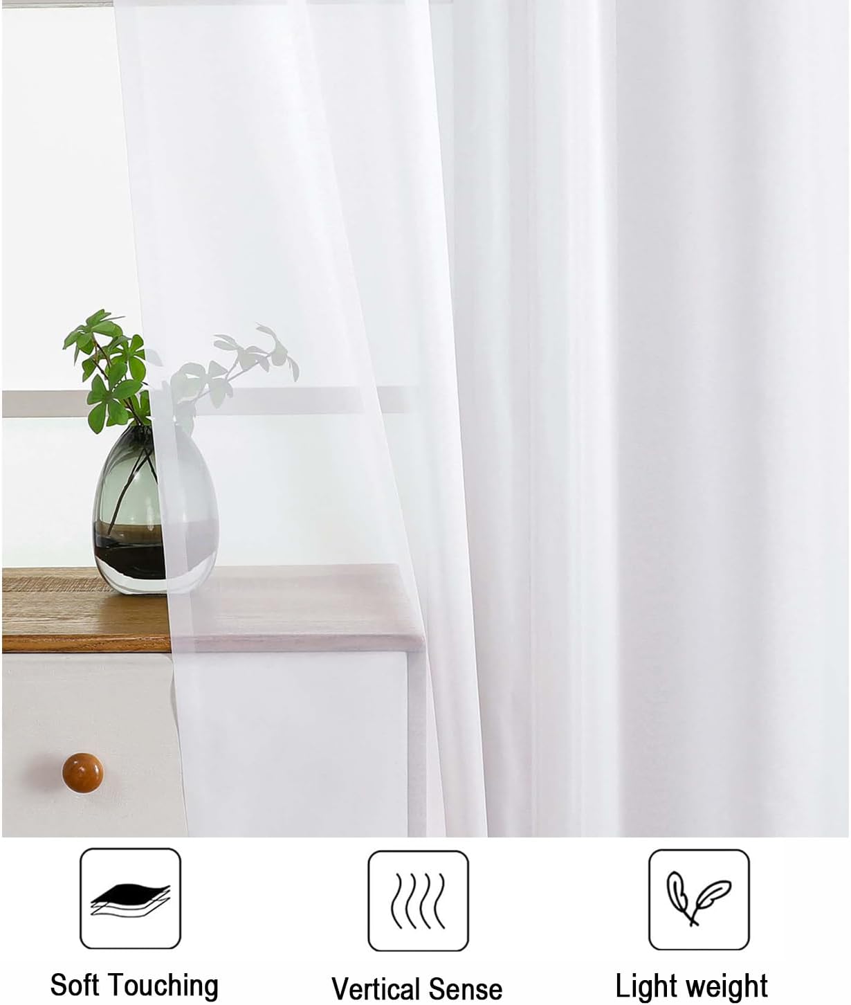 White Sheer Curtains 63 Inch L - Curtain Sheer Voile avis et prix