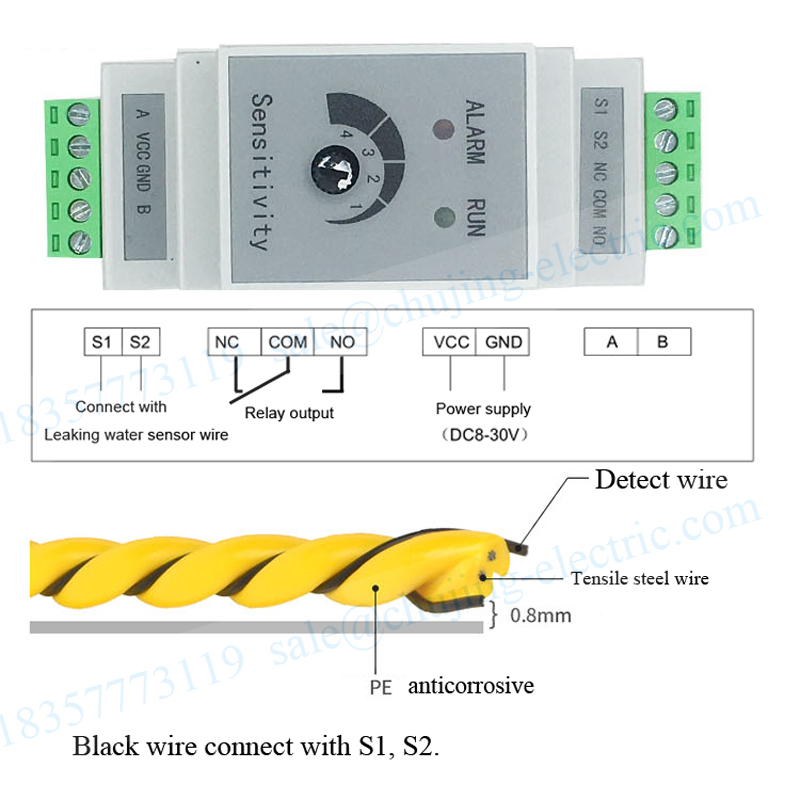 1 set Din liquid Water Leakage - Water Leak Detector Wired recensione e prezzo