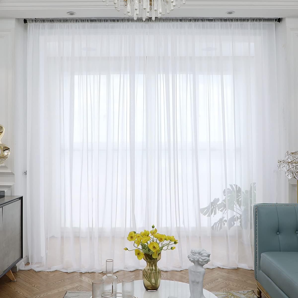 White Sheer Curtains 84 Inches - Curtain Sheer Voile avis et prix