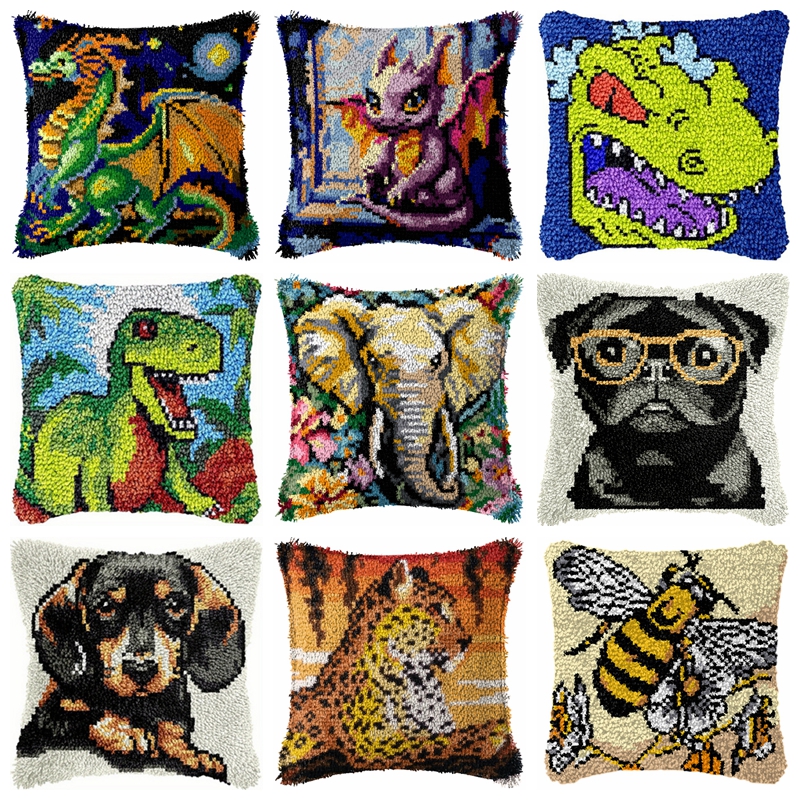 Dinosaur Latch Hook Pillow Kit - Home.Textiles Cushion avis et prix