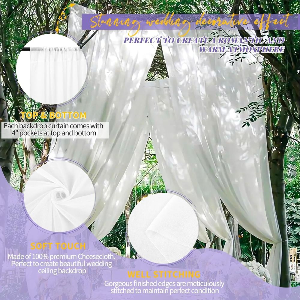 6 Panel White Ceiling Drapes o - Curtain Sheer Voile avis et prix