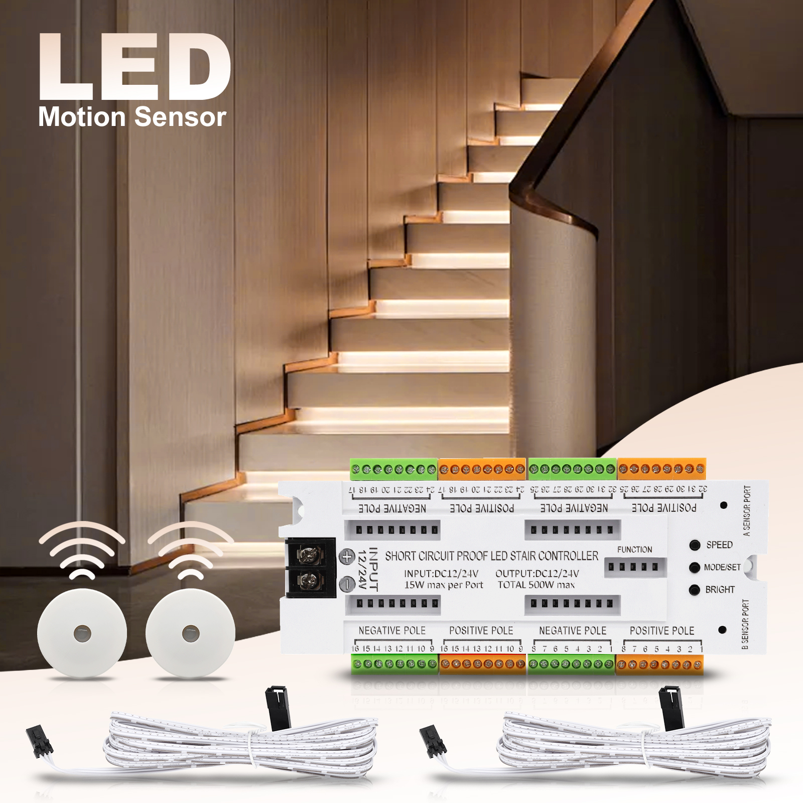 1-32 Steps Indoor Stair Light  - Motion Sensor Pir Wired recensione e prezzo