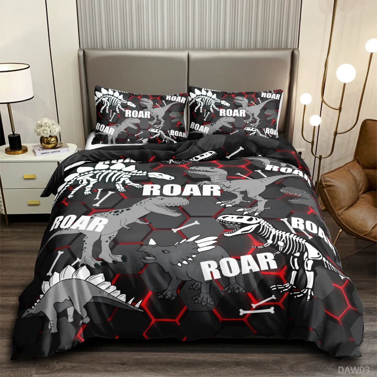 Roar Dinosaur Skeleton Bedding - Bed Sheet Microfiber avis et prix
