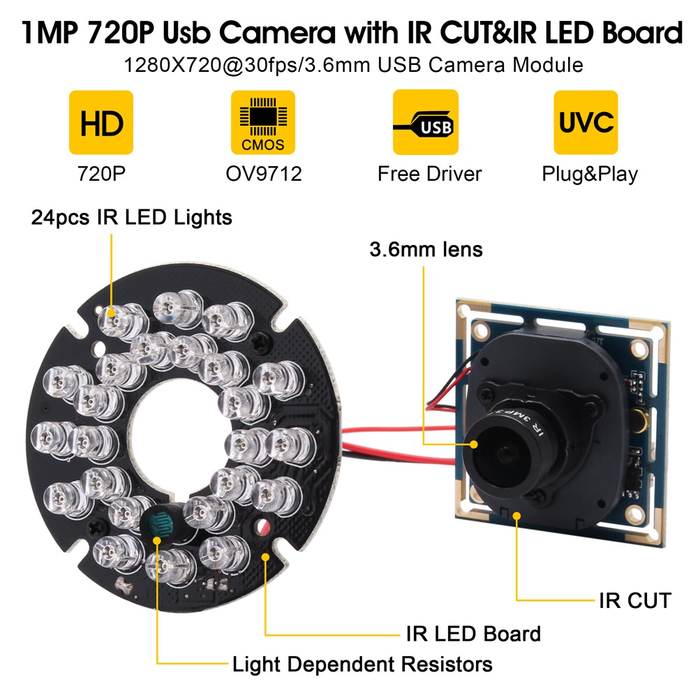 ELP 720P HD IR USB Camera with - Home Automation Raspberry Pi recensione e prezzo