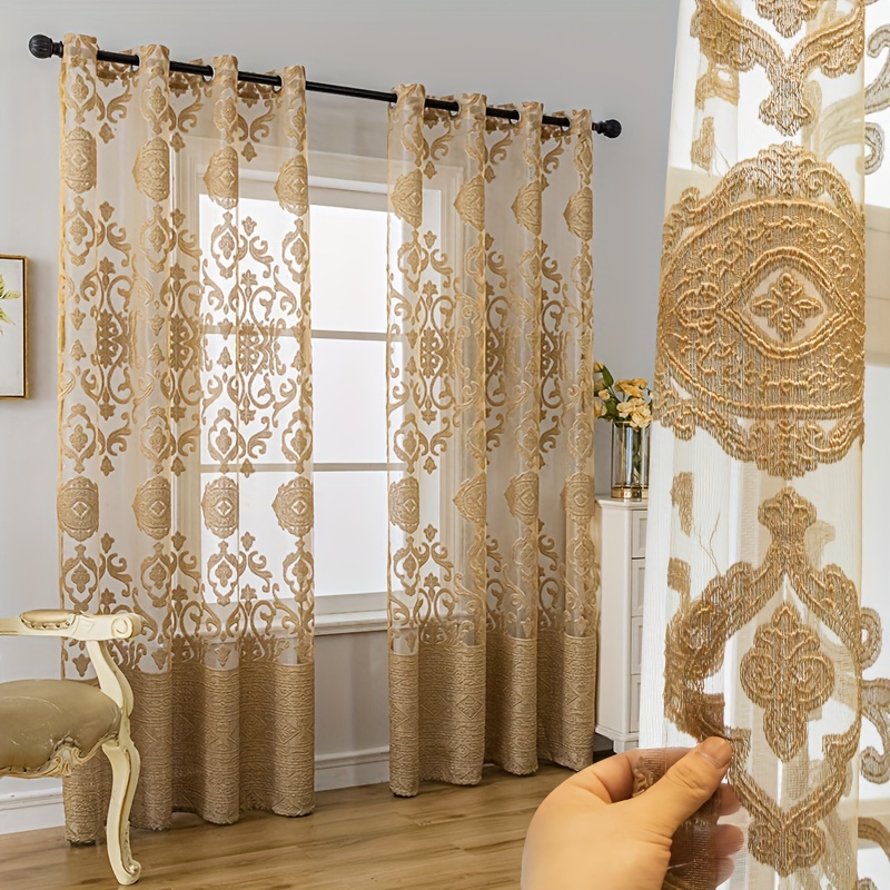 1pc Khaki 3D Embossed Sheer Cu - Curtain Sheer Voile avis et prix