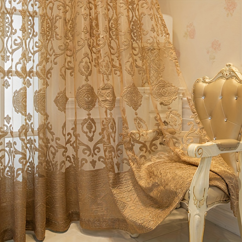 1pc Khaki 3D Embossed Sheer Cu - Curtain Sheer Voile avis et prix