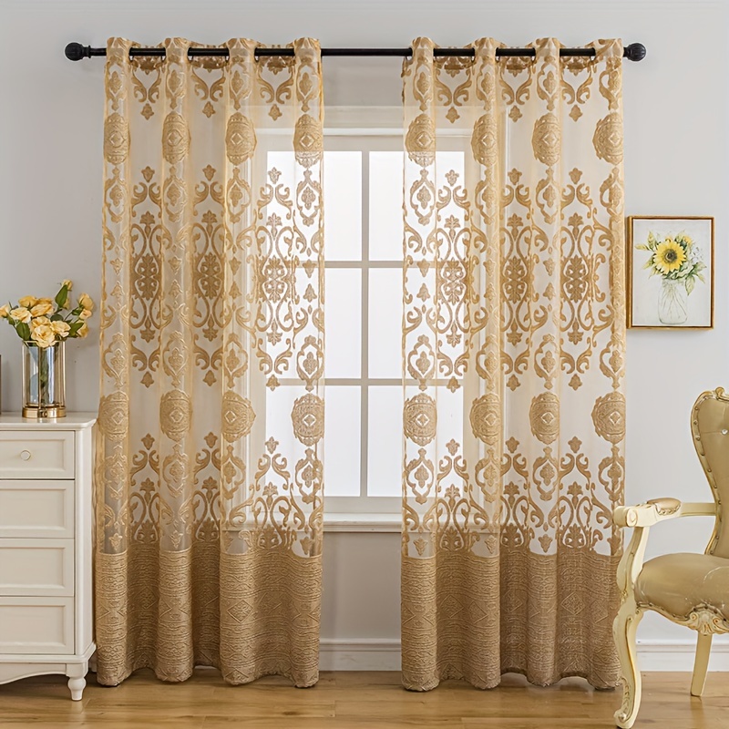 1pc Khaki 3D Embossed Sheer Cu - Curtain Sheer Voile avis et prix
