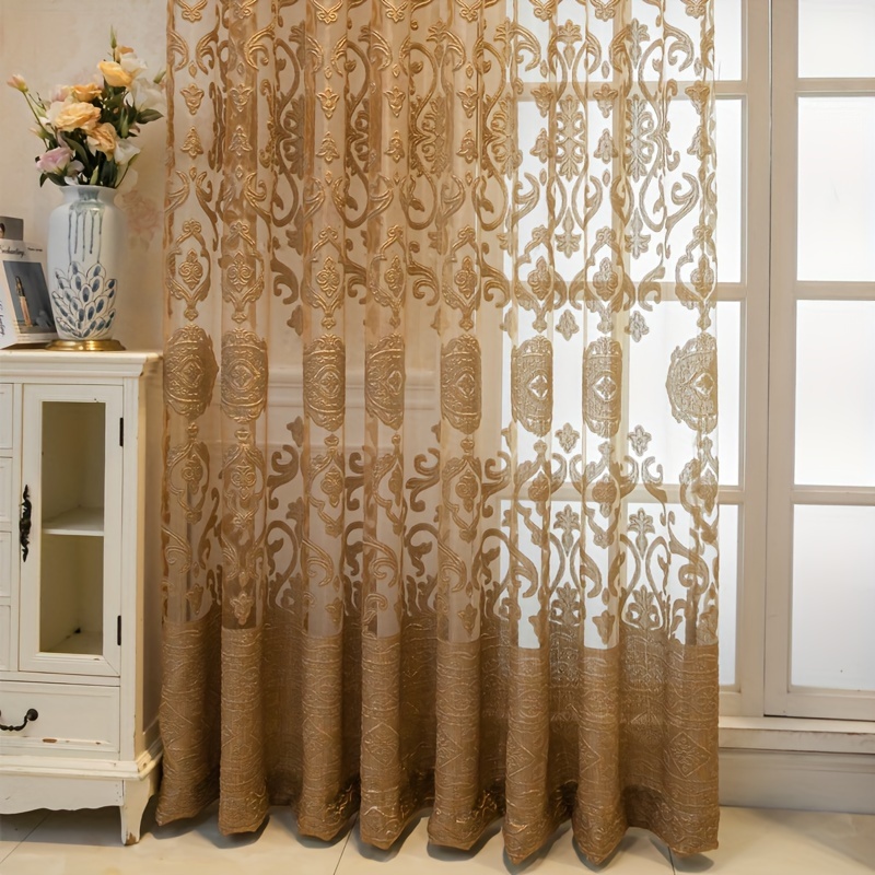 1pc Khaki 3D Embossed Sheer Cu - Curtain Sheer Voile avis et prix