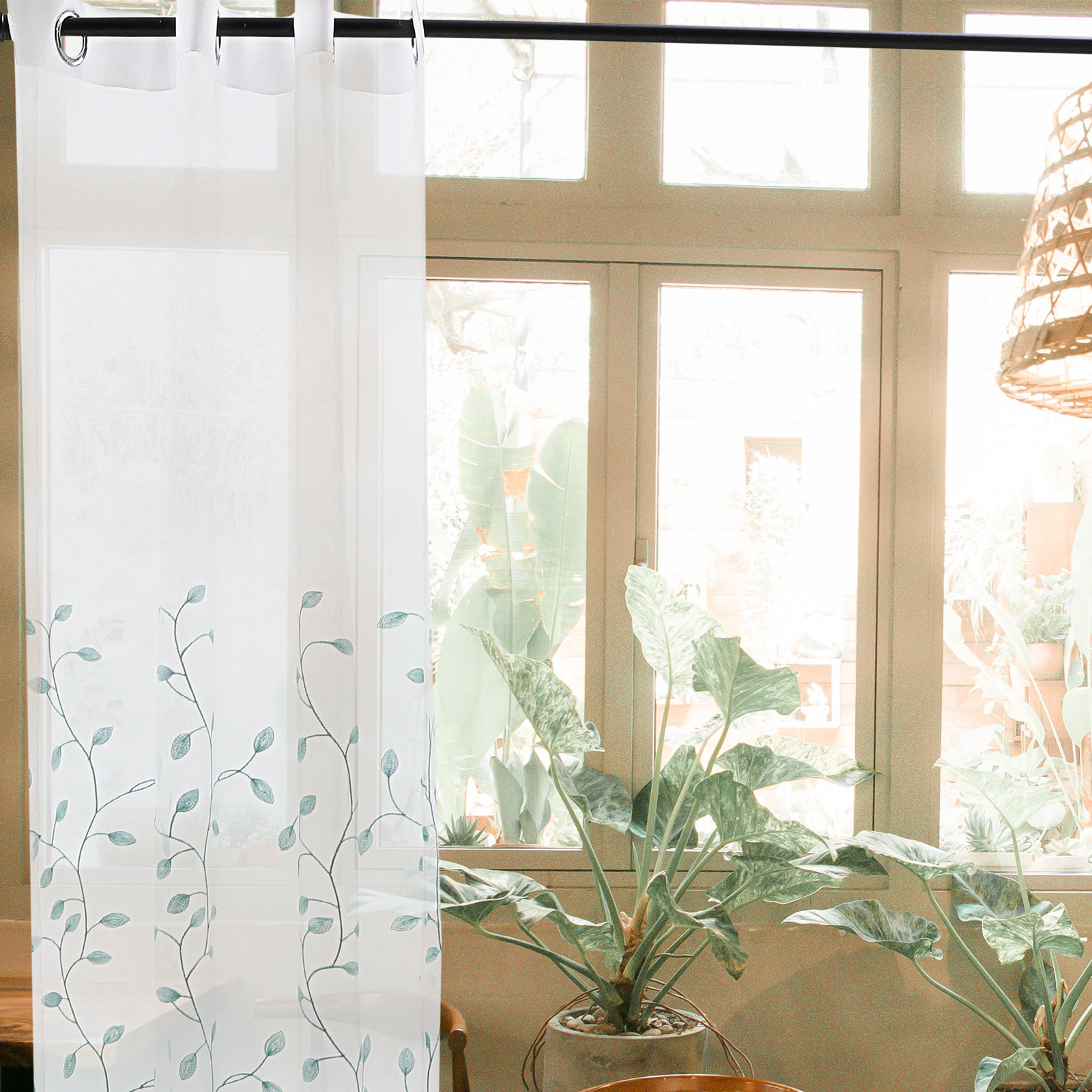 2Pcs Window Curtains Leaf Gauz - Curtain Sheer Voile avis et prix