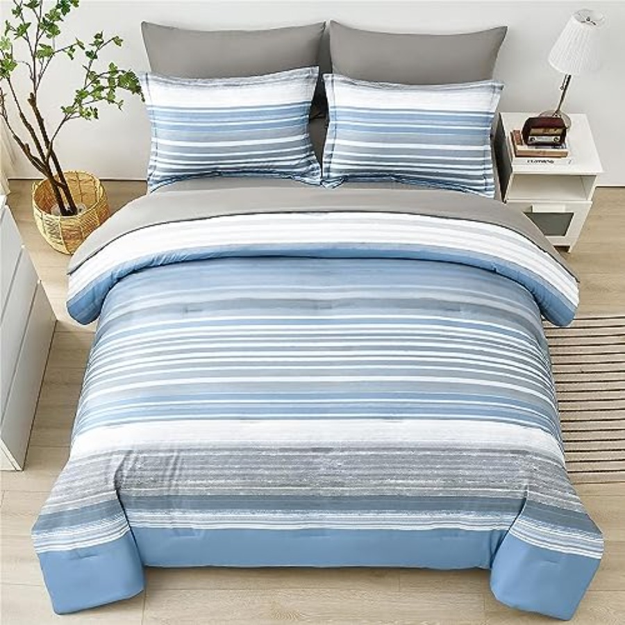 5 Pcs Bed in a Bag Stripe Comf - Bed Sheet Microfiber avis et prix