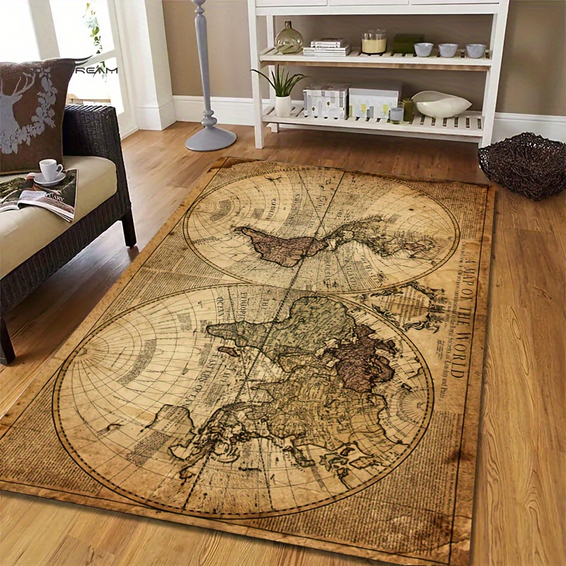 Vintage Map Design Non-Slip Fl - Home Textiles Rug avis et prix
