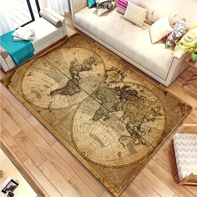 Vintage Map Design Non-Slip Fl - Home Textiles Rug avis et prix
