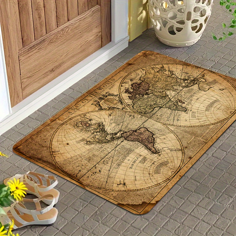 Vintage Map Design Non-Slip Fl - Home Textiles Rug avis et prix