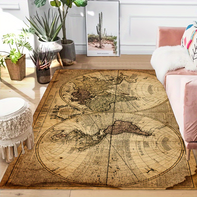 Vintage Map Design Non-Slip Fl - Home Textiles Rug avis et prix