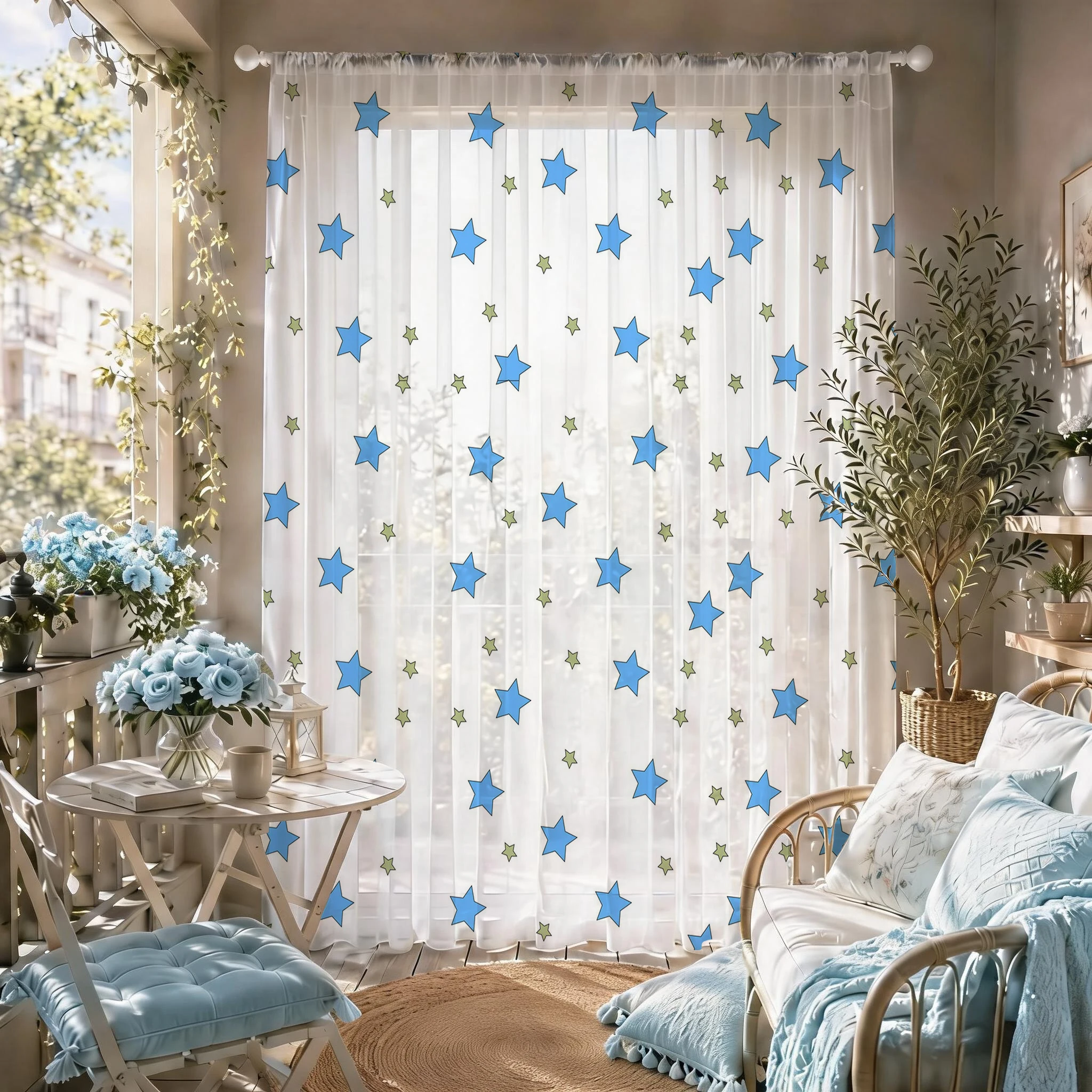 Blue Star Modern Gradient Shee - Curtain Sheer Voile avis et prix