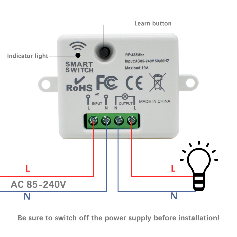 220V 1CH Wireless Remote Contr - 433Mhz Receiver Module recensione e prezzo