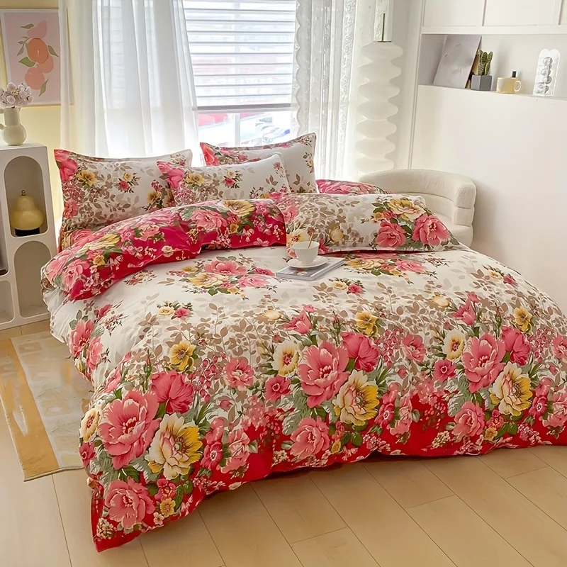 Floral Duvet Cover Set with Zi - Bed Sheet Microfiber avis et prix