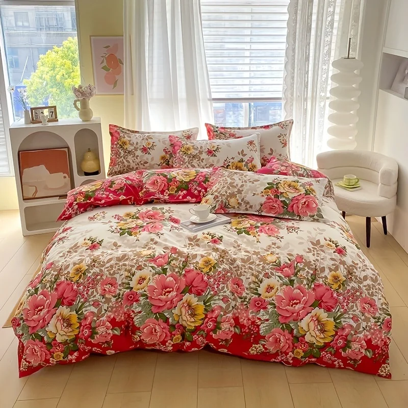 Floral Duvet Cover Set with Zi - Bed Sheet Microfiber avis et prix