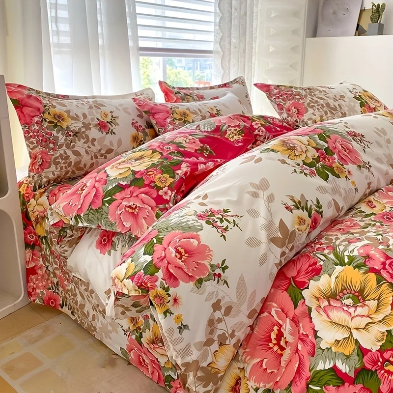 Floral Duvet Cover Set with Zi - Bed Sheet Microfiber avis et prix