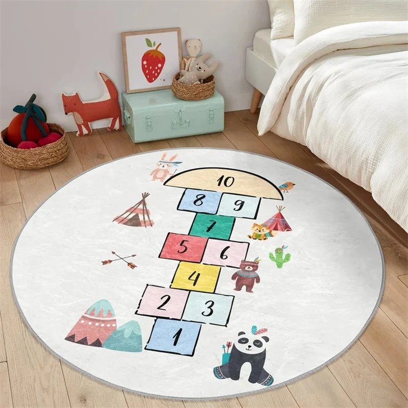 Boy Round Hopscotch Floor Anim - Home Textiles Rug avis et prix