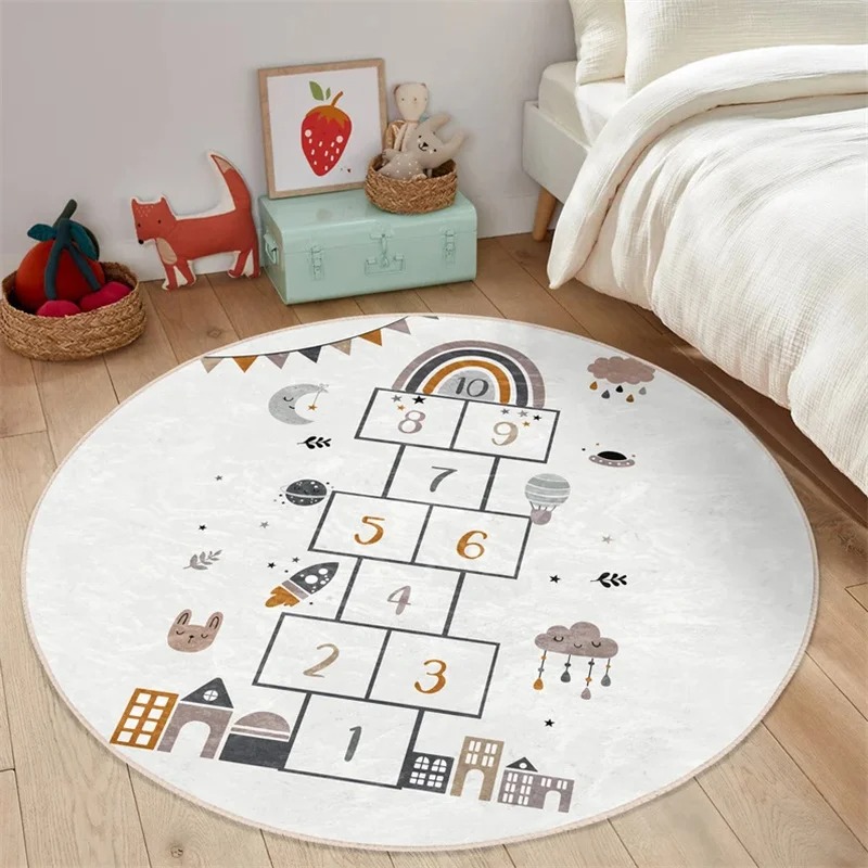 Boy Round Hopscotch Floor Anim - Home Textiles Rug avis et prix